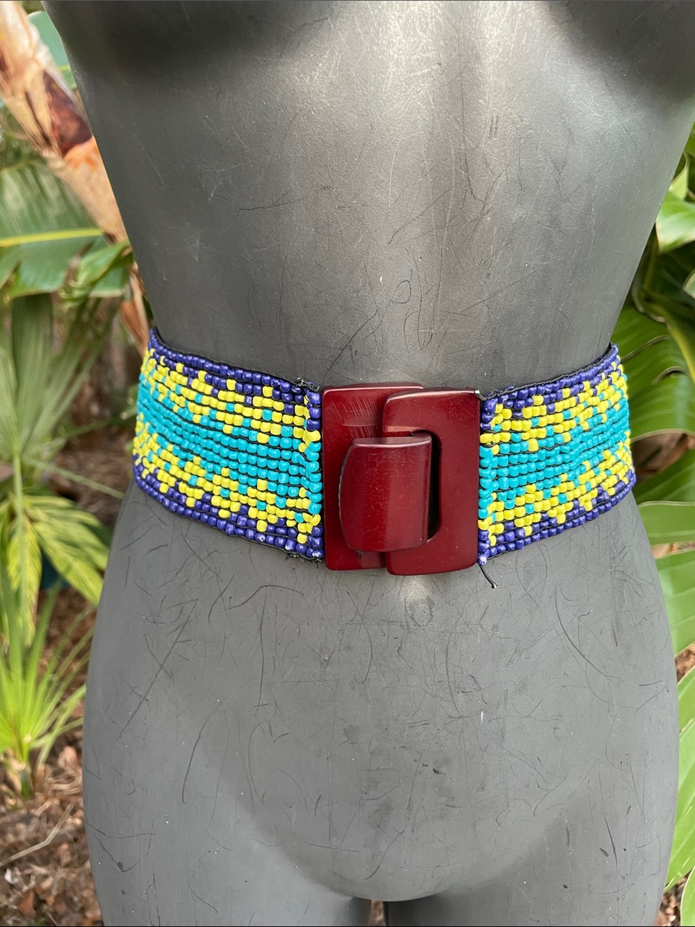 Bohemian bead work, bright stretch belt